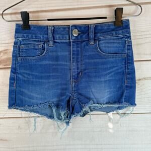 American Eagle Outfitters Medium Wash Super Stretch Cut Off Shorts Size 0